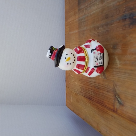 SNOWMAN HINGED TRINKET BOX Christmas Winter Let It Snow - Picture 1 of 8